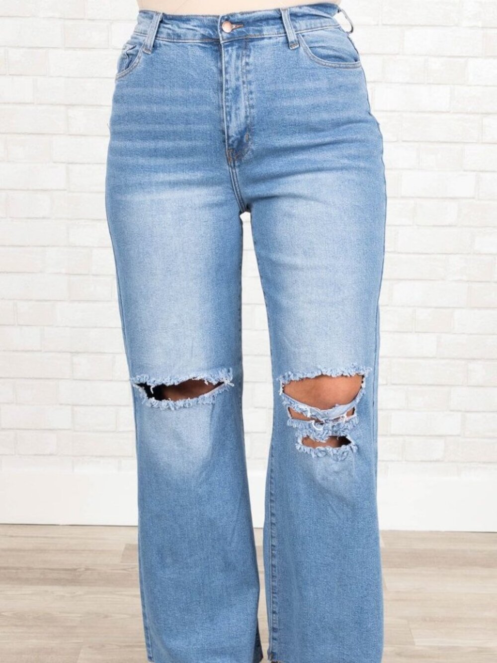 CHIC SOUL l Distressed Jeans, Denim Blue
